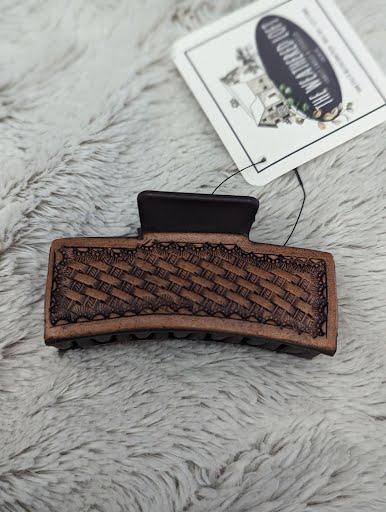 Brown Basket Weave Hair Clip  **MADE IN USA**