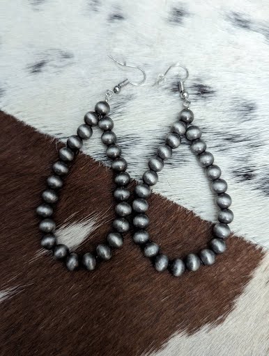 Navajo Antique Lacquer Bead Style Hoop Earrings