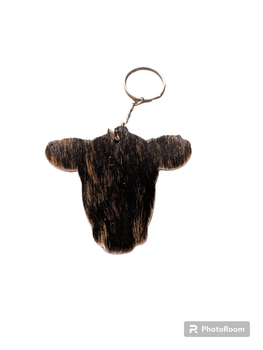 Cow Head Cowhide Keychains