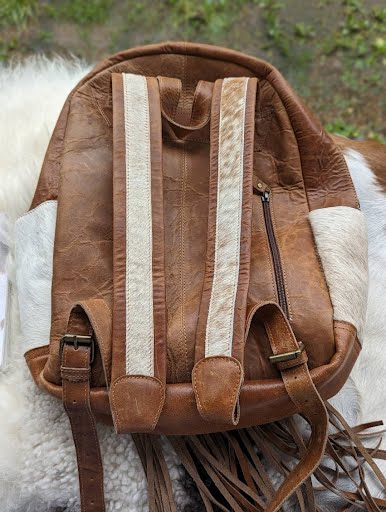 Tooled Soaring Thunderbird in Sunset Sky Patch Cowhide Backpack