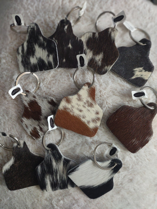 Cow Tag Cowhide Keychains