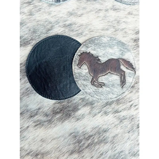 Horse - Cowhide Coasters - 4 pc set